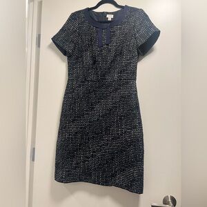 J. Crew Navy and White Tweed Mini Dress
